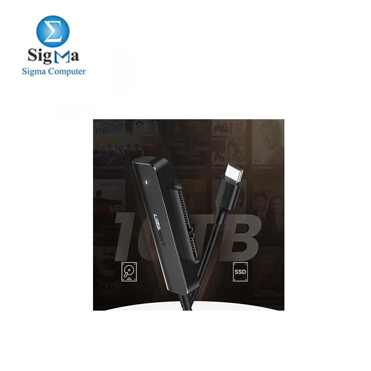 Ugreen adapter 2.5 '' SATA III 3.0 HDD SSD - USB Type C 3.2 Gen 1 (SuperSpeed USB 5 Gbps) adapter black 70610 
