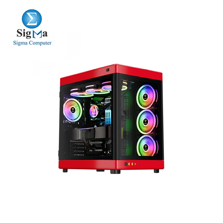 GAMDIAS NESO P1 Red Dual-Chamber Gaming Case without fans.