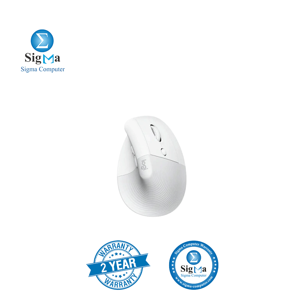 Logitech Lift Vertical Ergonomic 4000 DPI Wireless Mouse - White