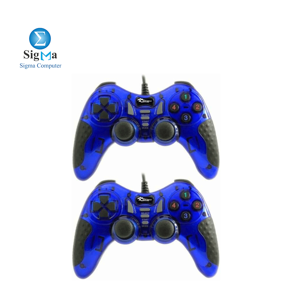COUGAR-EGY 9082 USB Wired Double Gamepad Turbo Controller with Vibration Function For PC or Laptop 1.5 Meter BLUE