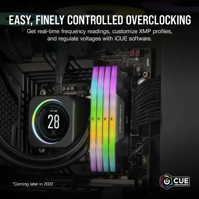 CORSAIR VENGEANCE® RGB 32GB (2x16GB) DDR5 DRAM 5200MT/s CL40 Memory Kit — Black