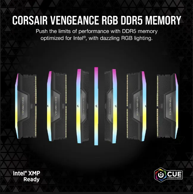 CORSAIR VENGEANCE® RGB 32GB (2x16GB) DDR5 DRAM 6000MT/s CL30 Memory Kit — Black