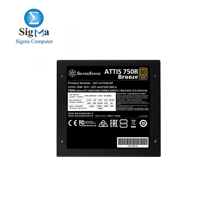 SilverStone SST-AT750R-BF ATTIS 750R 80 PLUS Bronze 750W ATX 3.1 Power Supply