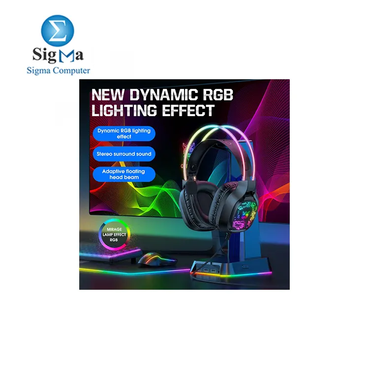 ONIKUMA X22 USB + 3.5mm Cool RGB Dynamic Light Wired Gaming Headset with Mic, Cable 1.8m