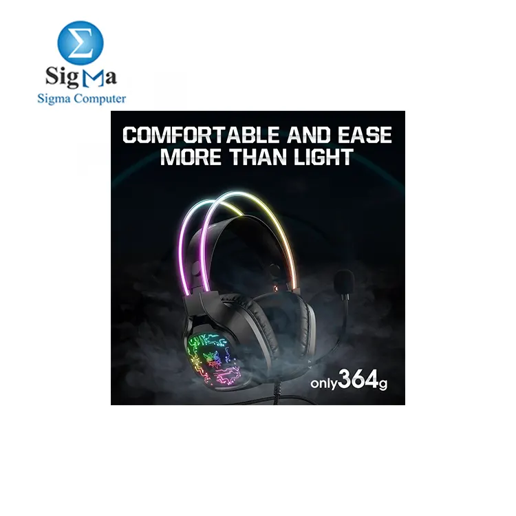 ONIKUMA X22 USB + 3.5mm Cool RGB Dynamic Light Wired Gaming Headset with Mic, Cable 1.8m