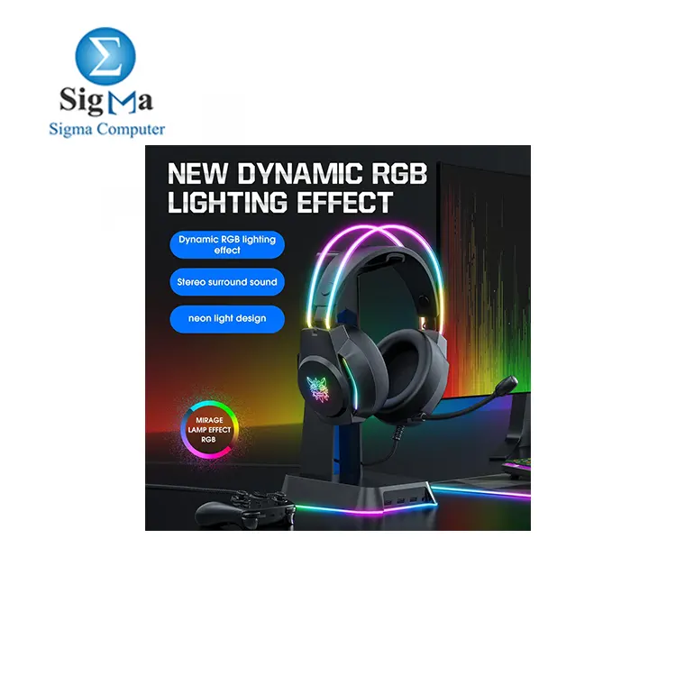 ONIKUMA X26 Head-mounted Earphone RGB Light  Noise Reduction Wired Headphone