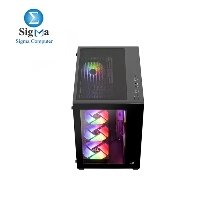 Aerocool Dryft ARGB Stylish w  Panoramic View ATX Mid Tower Tempered Glass Gaming Case w  6 ARGB fans   7-Port Fan PWM ARGB Hub