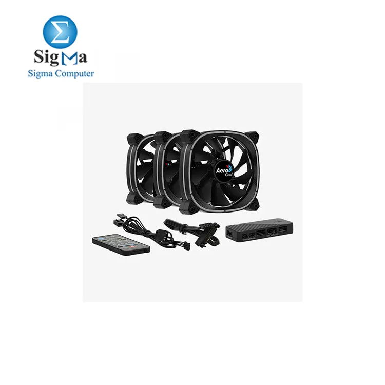 Aerocool Astro 12 Pro 12CM ARGB FANS x 3   H66F HUB x 1   REMOTE CONTROL x 1