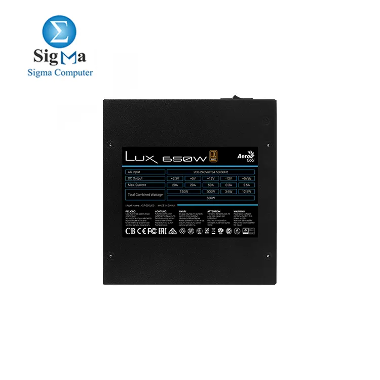 Aerocool LUX 650W 80 Bronze POWER SUPPLY