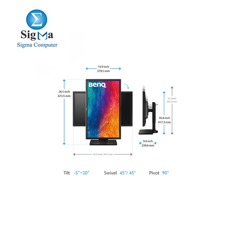 Monitor  BenQ Designer PD2700Q 27 Inch Quad HD IPS 4ms 60Hz 2K HDMI Mini-DisplayPort 100% Rec.709 100% SRGB Darkroom Mode Built-In Speakers LED Backlit 10 Bit