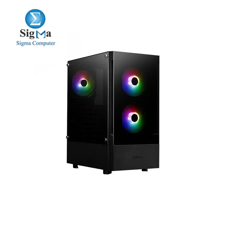 GAMDIAS TALOS E3 RGB Gaming ATX Mid Tower Computer PC Case with Side Tempered Glass Panel and a Magnetic Dust Filter & 3 Built-in 120mm ARGB Fans