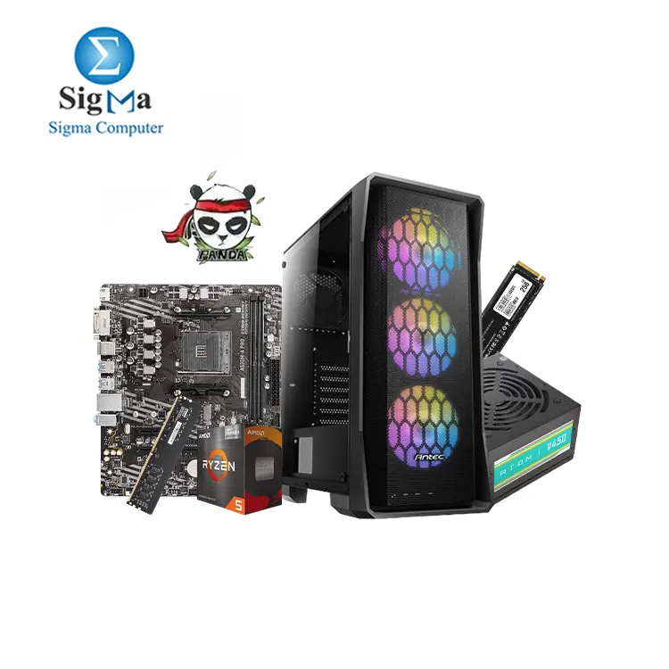 PANDA R5 4600G-106- AMD RYZEN 5 4600G - MSI MOTHERBOARD AMD A520M-A PRO - KLEVV 8GB DDR4 3200MHz - KLEVV CRAS C710 256GB M.2 - Antec NX360 Case 4 Fan WITH PSU Antec atom V450.