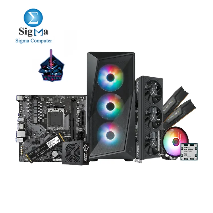 Fighter R5 7500F RX 7600 8GB -325- GIGABAYT B650M H - AMD-RYZEN 5 7500F - CORSAIR VENGEANCE 2X8 DDR5 5200HZ - XFX RX7600 8GB - COOLER MASTER CMP520 WITH NEX N600 - KLEVV CRAS C710 256GB - Aerocool Rave 4 ARGB