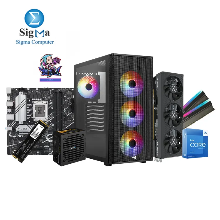 JINX I5 13400F 7600 8GB -012- Intel Core i5-13400F -ASUS PRIME B760M-A D4 - XFX RX7600 8GB GDDR6 - KLEVV CRAS XR RGB 16GB 8GB x 2 3600MHz - Klevv Cras C710 1TB - Aerocool Designer ARGB MID TOWER AND 650W PSU