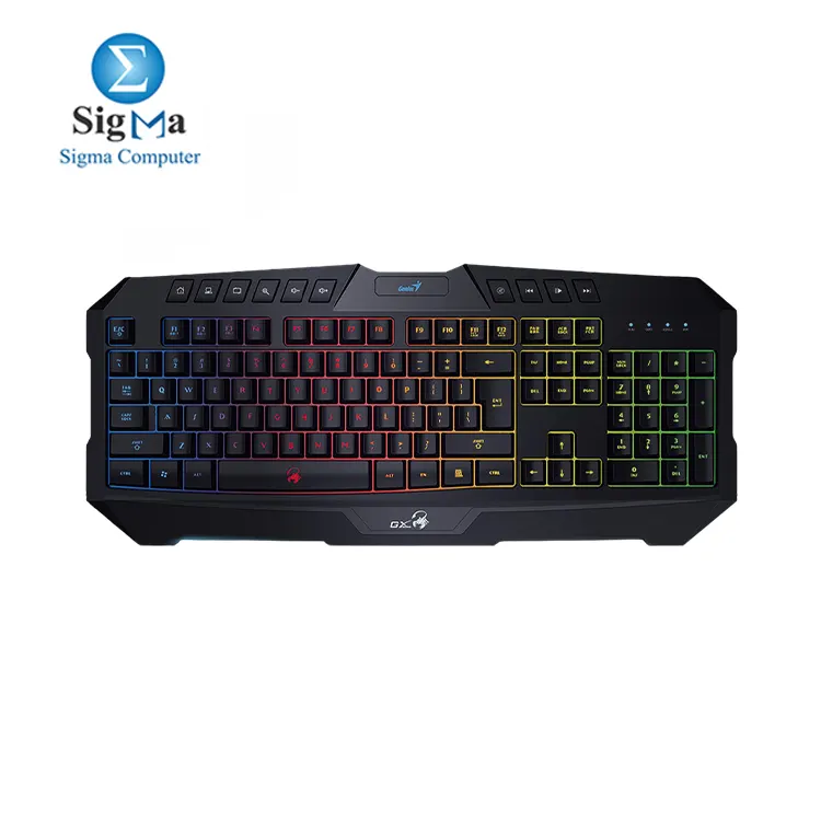 Genius Scorpion K20 RGB Gaming Keyboard - Customizable Backlit Keys  Multimedia Controls  Spill-Resistant Design