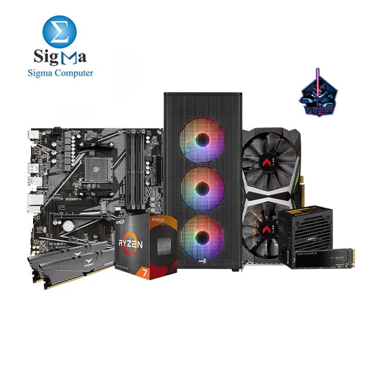 Fighter R7 5700 2060 6GB -347- GIGABYTE B550M -  Ryzen 7 5700 - Vulcan Z 2X8GB 3200MHz DDR4 - PNY RTX 2060 6GB - Western Digital BLACK SN750 250GB - Aerocool Designer ARGB CASE VX PLUS 650 POWER SUPPLY