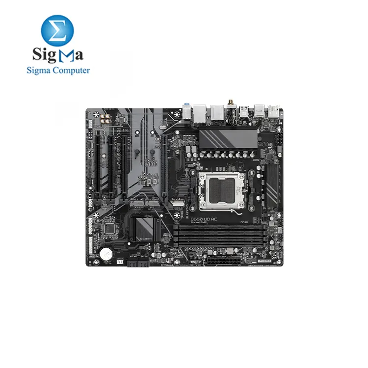 GIGABYTE B650 UD AC (rev. 1.0) AM5 LGA 1718 AMD B650 ATX Motherboard DDR5, PCIe 4.0 M.2, PCIe 4.0, USB 3.2 Gen2x2 Type-C, GbE LAN