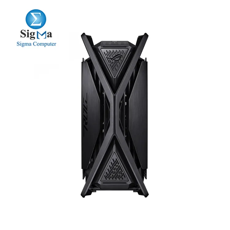 ASUS ROG Hyperion GR701 E-ATX computer case  420 mm dual radiator support  four 140 mm fans  metal GPU holder  component storage  ARGB fan hub  60W fast charging