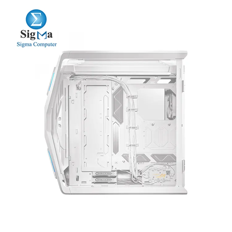 ASUS ROG Hyperion GR701 E-ATX computer case 420 mm dual radiator support four 140 mm fans metal GPU holder component storage ARGB fan hub 60W fast charging white edition