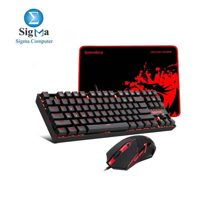 Redragon K552-BA Mechanical Gaming Keyboard and Mouse Combo   Pad  K552 Blue Switch Red LED   M601-3 3200dpi   P001 32x26cm 