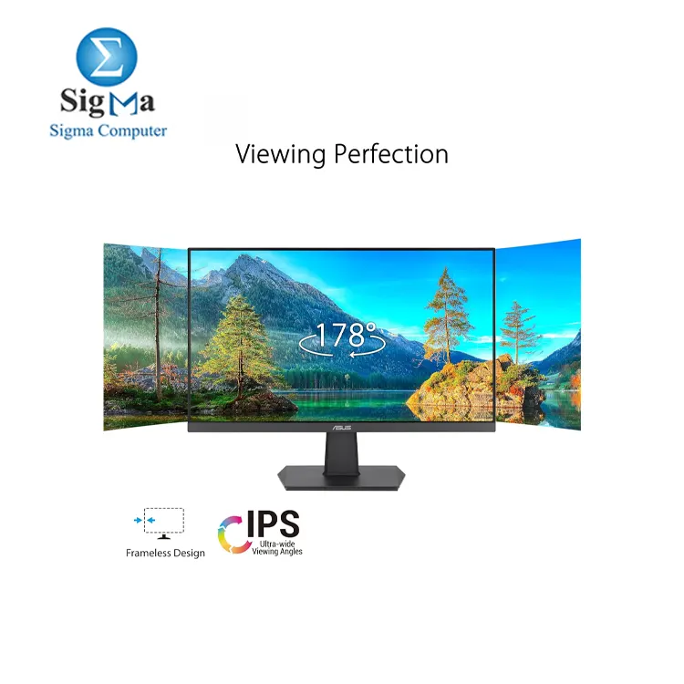 ASUS VA24EHF Eye Care Gaming Monitor – 24-inch (23.8-inch viewable), IPS, Full HD, Frameless, 100Hz, Adaptive-Sync, 1ms MPRT, HDMI, Low Blue Light, Flicker Free, Wall Mountable