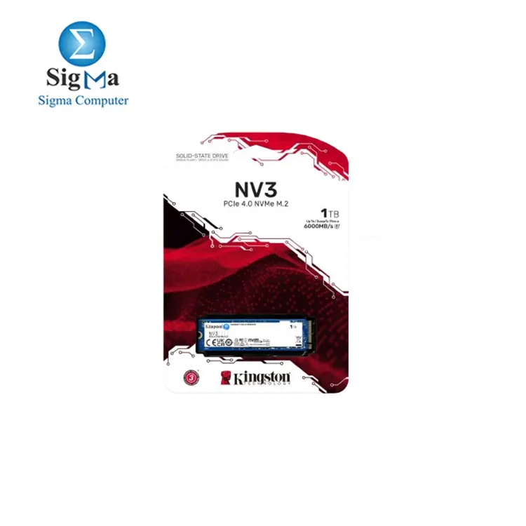 KINGSTON NV3 PCIe 4.0 NVMe SSD 1TB 6,000MB/s Read 4,000MB/s Write M.2 2280 3D NAND 320TB Endurance Includes Acronis Cloning Software