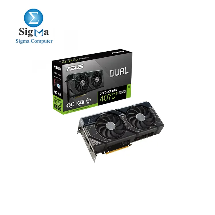 ASUS Dual GeForce RTX 4070 Ti SUPER OC Edition 16GB GDDR6X with two powerful Axial-tech fans and a 2.56-slot