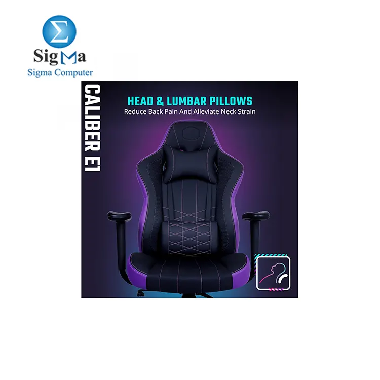 Cooler Master Caliber E1 Gaming Chair, Black And Purple