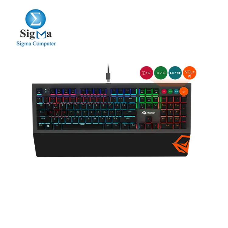 MEETION MK500 Colorful Adjustable Rainbow Backlight blue switches Mechanical Gaming Keyboard