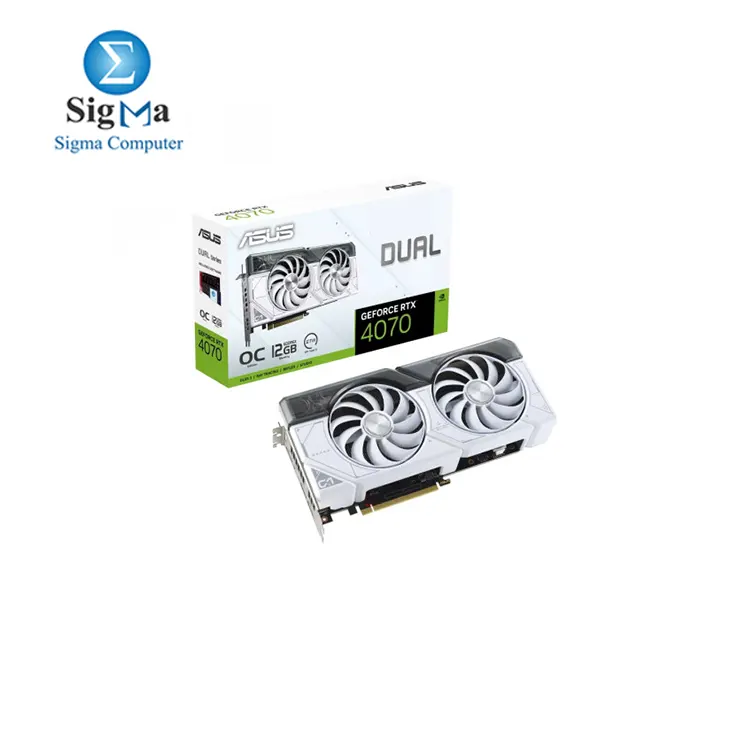 ASUS Dual RTX 4070 White OC Edition 12GB GDDR6X - 192-bit Memory, 2520 MHz Engine Clock, 5888 CUDA Cores, 21 Gbps Memory Speed, PCI Express 4.0, 1x HDMI / 3xDP