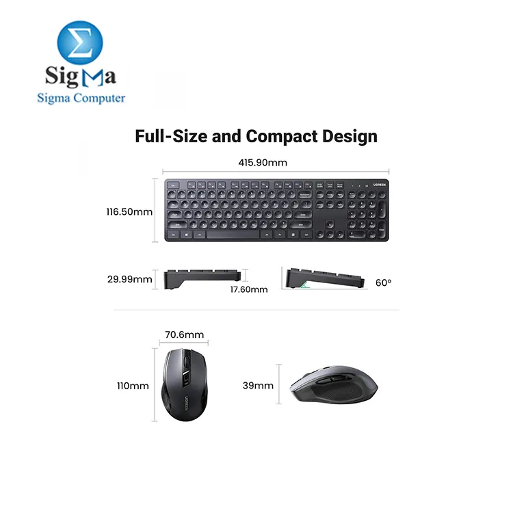 Ugreen MK006 Wireless Keyboard + Mouse Combo English & Arabic