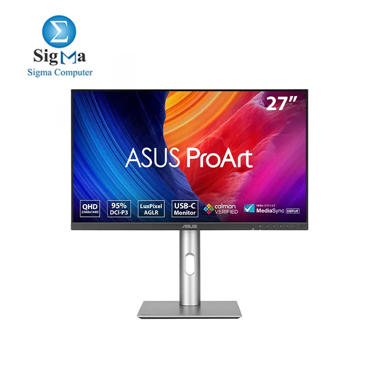 ASUS ProArt Display PA278CFRV Professional Monitor     27   IPS  QHD  2560 x 1440   95  DCI-P3  LuxPixel AGLR  100Hz    E   2  Calman Verified  USB-C PD 96W  Targeting VESA DisplayHDR 400  VESA MediaSync