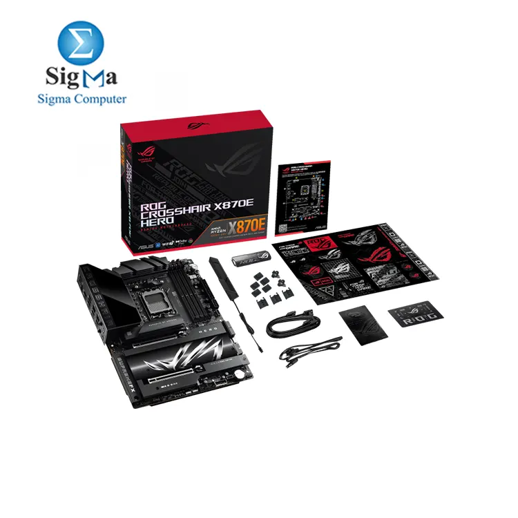 ASUS ROG CROSSHAIR X870E HERO   AMD AM5 socket  supports up to 192GB DDR5 RAM  dual PCIe 5.0 x16 slots  5 M.2 slots  with Wi-Fi 7   Bluetooth 5.4