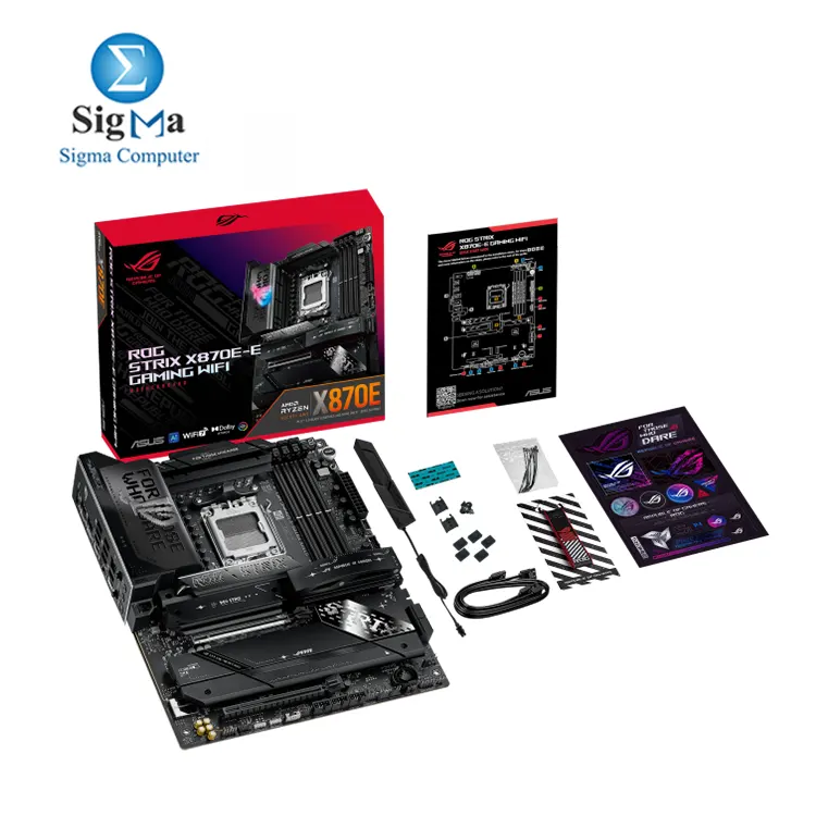 ASUS ROG STRIX X870E-E GAMING WIFI AMD AM5 socket  supports up to 192GB DDR5 memory  5 M.2 slots  Wi-Fi 7  high-quality ROG SupremeFX 7.1 audio