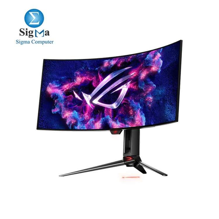 ASUS ROG Swift OLED PG34WCDM gaming monitor     34-inch  33.9 inch viewable  3440 x 1440  800R curved OLED panel  240 Hz  0.03 ms  GTG  response time  G-SYNC   compatible  custom heatsink  uniform brightness  ROG Smart KVM  90 W Type-C