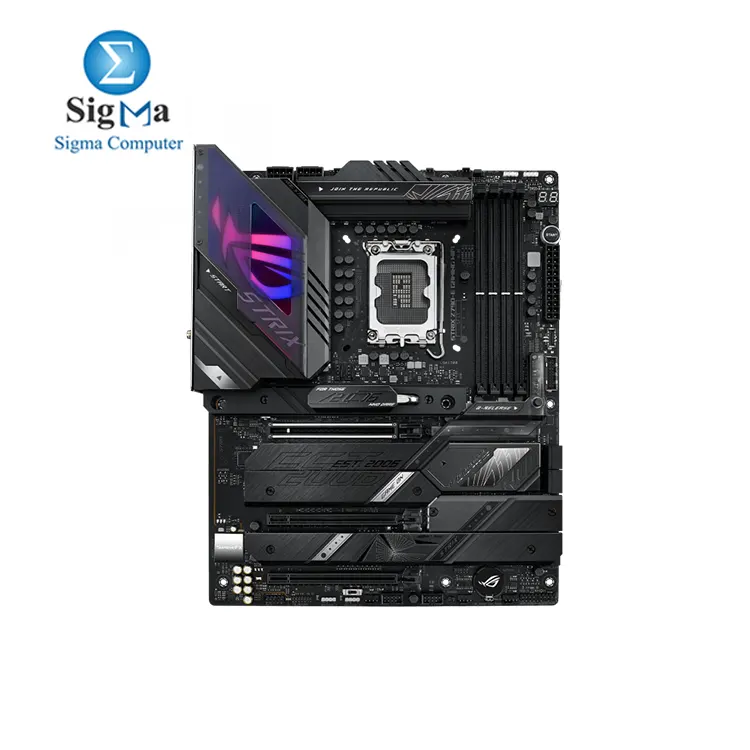 ASUS ROG STRIX Z790-E GAMING WiFi Slash the 6GHz barrier in style with the Strix Z790-E. Translucent shrouds outline its RGB ignition panel