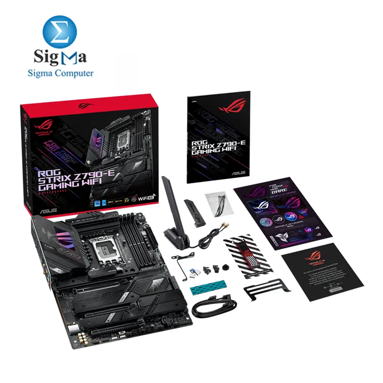 ASUS ROG STRIX Z790-E GAMING WiFi Slash the 6GHz barrier in style with the Strix Z790-E. Translucent shrouds outline its RGB ignition panel