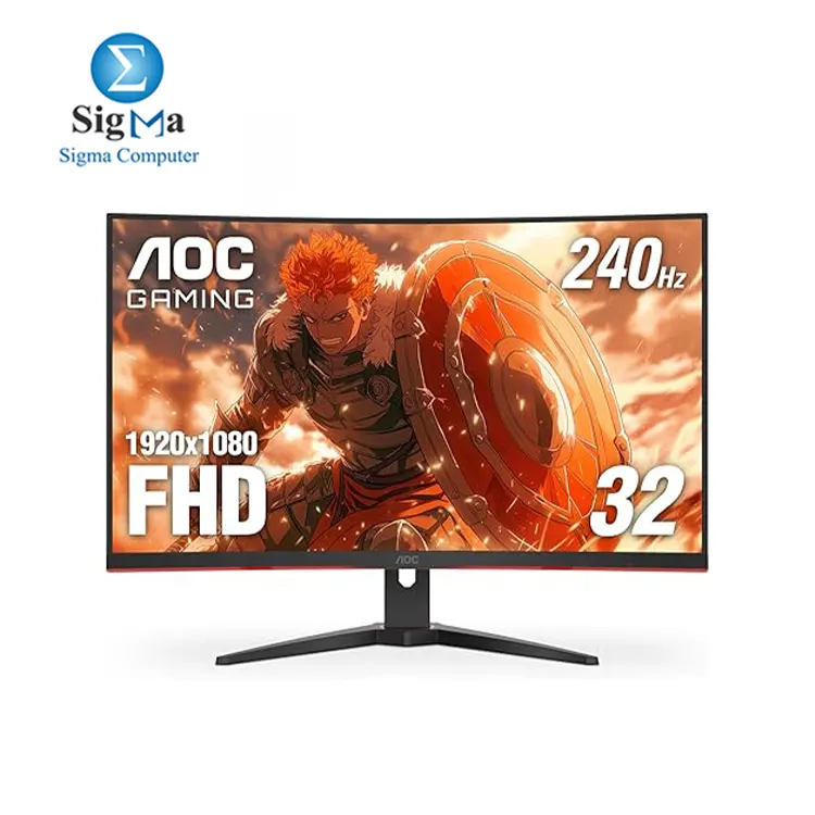 AOC C32G2ZE 32  Curved Frameless Gaming Monitor  Full HD 1920x1080  VA  0.5ms 240Hz  AMD FreeSync Premium  DP HDMI VGA  VESA  3-3-1 Re-Spawn Program