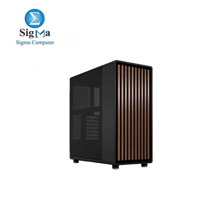 Fractal Design North - Genuine Walnut Wood Front - Mesh Side Panels - Two 140mm Aspect PWM Fans Included - Type C USB - ATX Airflow Mid Tower PC Gaming Case Charcoal Black