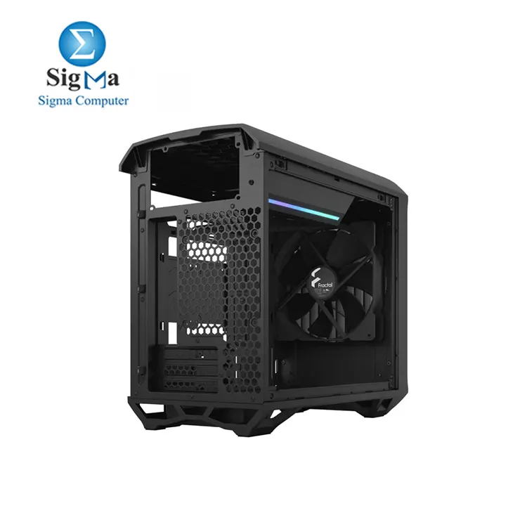 Fractal Design Torrent Nano Black - Dark Tint Tempered Glass Side Panels - Open Grille for Maximum air Intake - 180mm PWM Fan Included - Type C - mITX Airflow Mini Tower PC Gaming Case