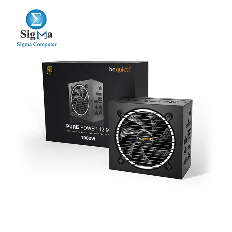 Pure Power 12 M 1000W, ATX 3.1, 80 Plus® Gold, Modular Power Supply, for PCIe 5.0 GPUs and GPUs with 6+2 pin connectors, 12VHPWR Cable Included, Silent 120mm be quiet! Fan