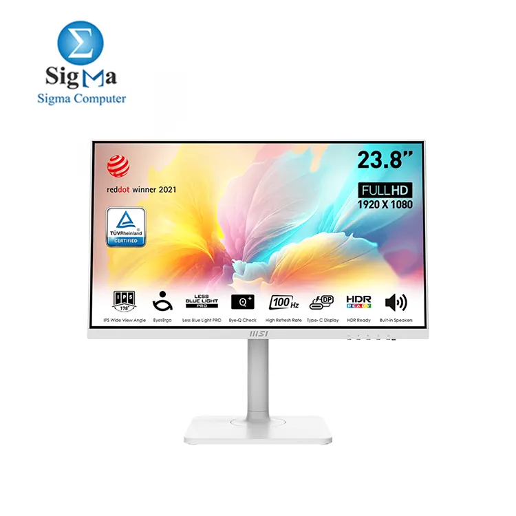 MSI-24  -Modern MD2412PW-24  White  IPS  1920x1080  FHD   Flat  100Hz 1ms  MPRT    4ms  GTG   Type C  Adjustable Stand