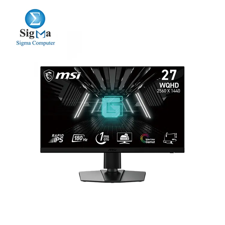 MSI G272QPF E2 27-inch 2560 x 1440 (QHD) Computer Monitor, 180Hz, Adaptive-Synch, HDMI, DisplayPort, VESA Mountable, Tilt, Height Adjustable, Speaker, 1ms, Black