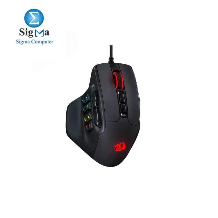 Redragon M811 Aatrox MMO Gaming Mouse  15 Programmable Buttons Wired RGB Gamer Mouse w  Ergonomic Natural Grip Build  10 Side Macro Keys  Software Supports DIY Keybinds   Backlit