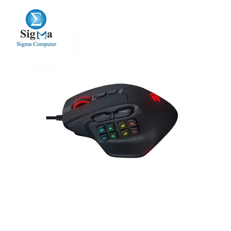 Redragon M811 Aatrox MMO Gaming Mouse  15 Programmable Buttons Wired RGB Gamer Mouse w  Ergonomic Natural Grip Build  10 Side Macro Keys  Software Supports DIY Keybinds   Backlit