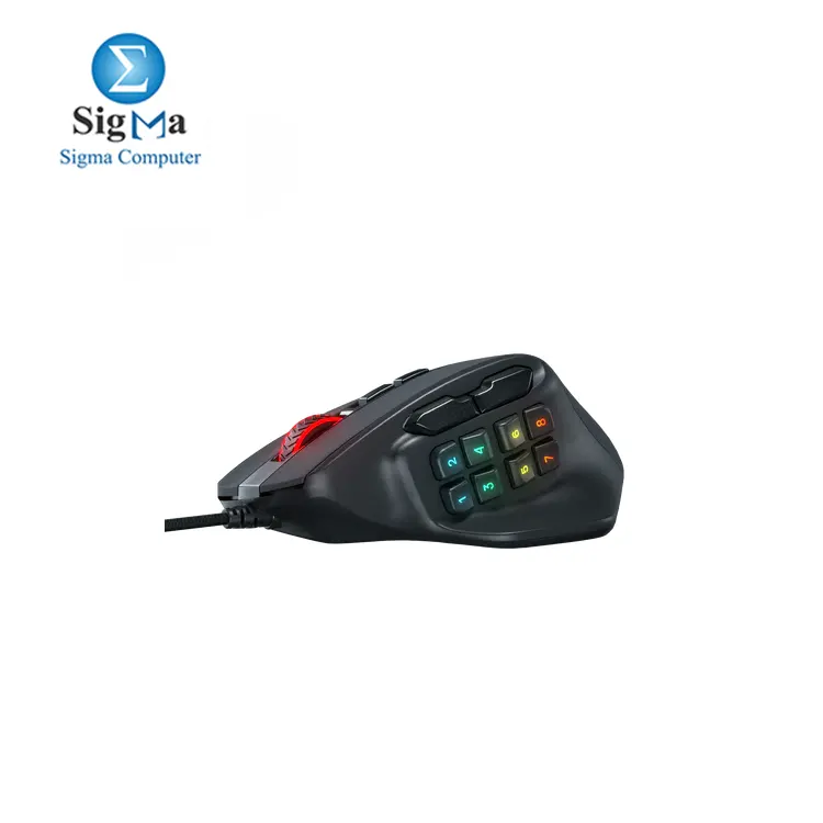 Redragon M811 Aatrox MMO Gaming Mouse, 15 Programmable Buttons Wired RGB Gamer Mouse w/ Ergonomic Natural Grip Build, 10 Side Macro Keys, Software Supports DIY Keybinds & Backlit