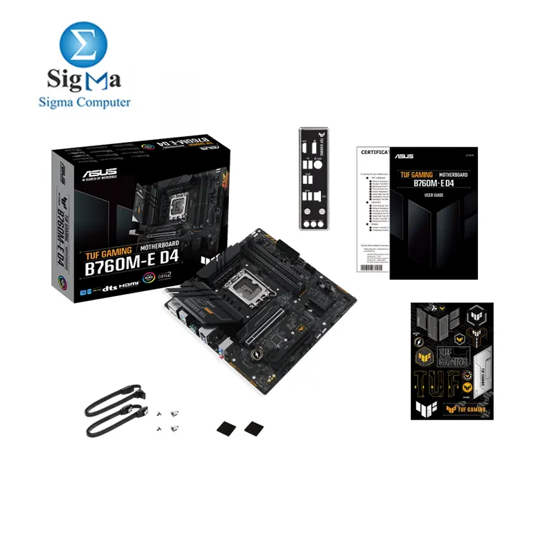 ASUS TUF GAMING B760M-E D4 Intel B760 LGA 1700 mATX Gaming Motherboard (DDR4, PCIe 4.0, 2x M.2, 10+1 DrMOS, 2.5Gb Ethernet, M.2 for Wi-Fi Ready, DisplayPort, HDMI, USB 3.2 Gen 2, Arua Sync RGB)