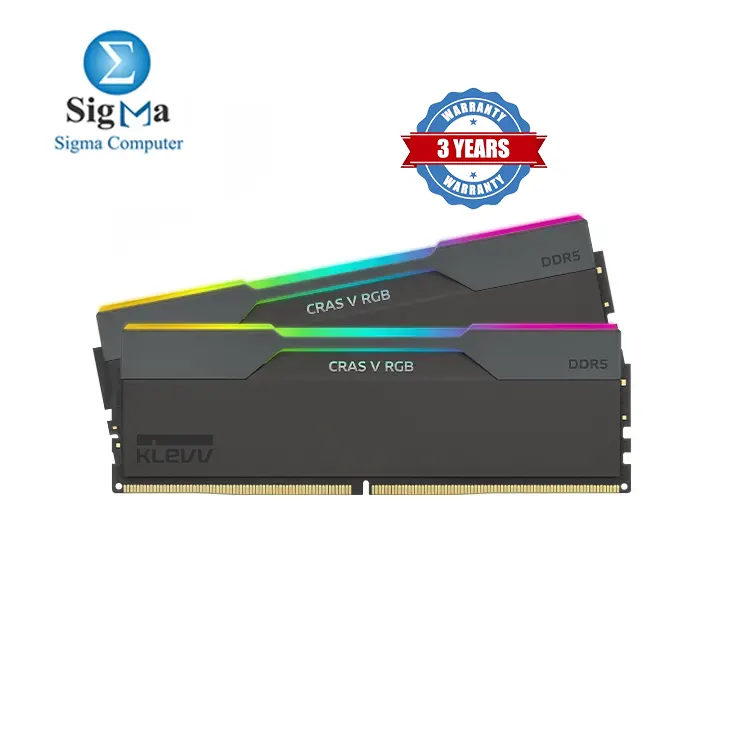 KLEVV CRAS V RGB DDR5 64GB  2x32GB  6400MHz CL32 A-DIE 1.35V Gaming Desktop Ram Memory SK Hynix Chip XMP 3.0   AMD Expo Ready - Black  KD5BGUA80-64A320G 