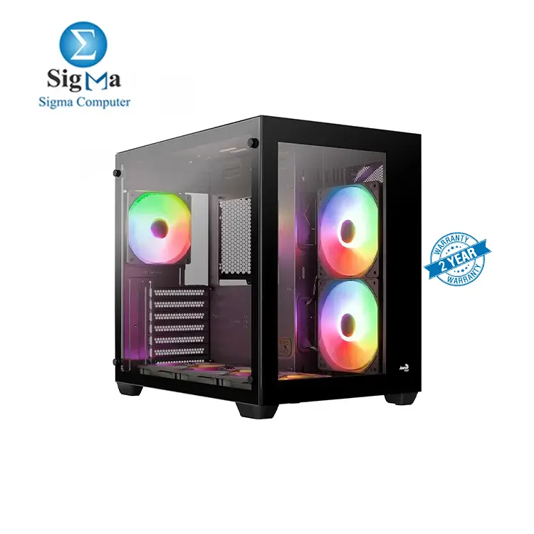 Aerocool Dryft ARGB Stylish w/ Panoramic View ATX Mid Tower Tempered Glass Gaming Case w/ 6 ARGB fans + 7-Port Fan PWM ARGB Hub