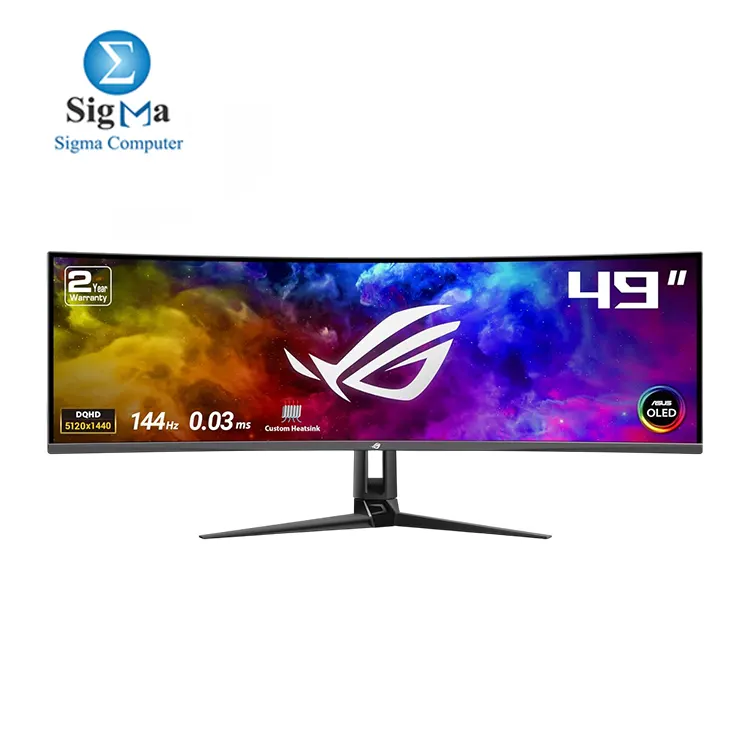 ASUS ROG Swift 49    Curved QD-OLED Gaming Monitor  PG49WCD  - Dual QHD 32 9  5120x1440   144Hz  0.03ms  G-SYNC Compatible  Smart-KVM  90W USB-C PD